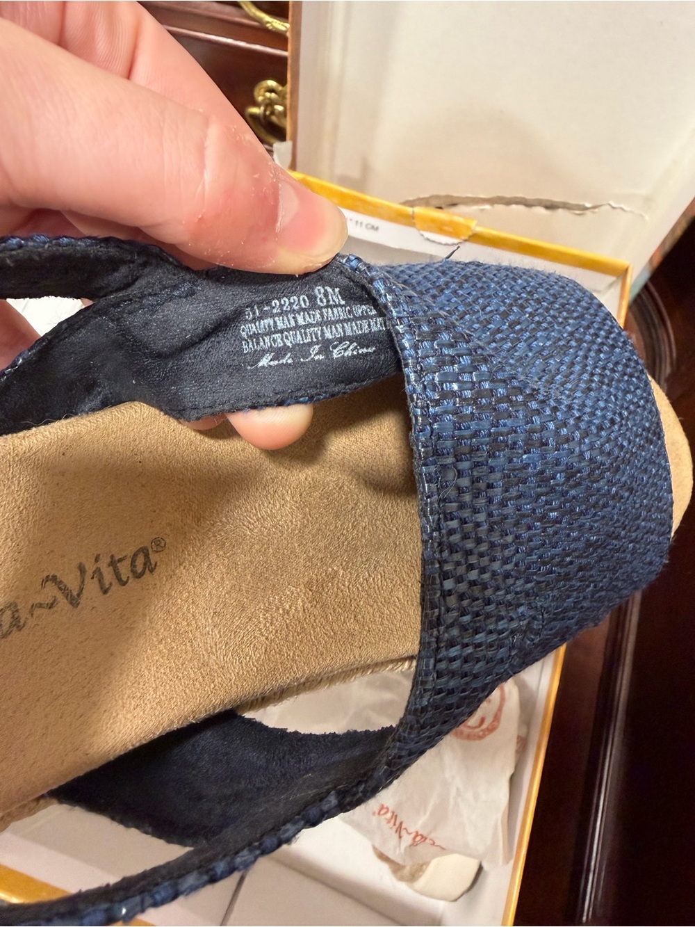 Bella Vita Navy Woven Slingback Sandals - Picture 6 of 8
